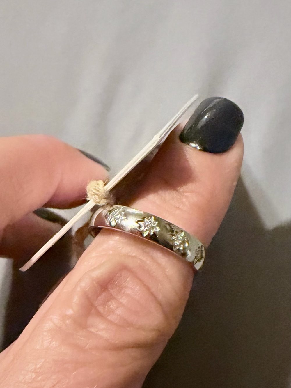 Mint & Lily Crystal Floral Engraved Sterling Silver Band Ring - Size 8